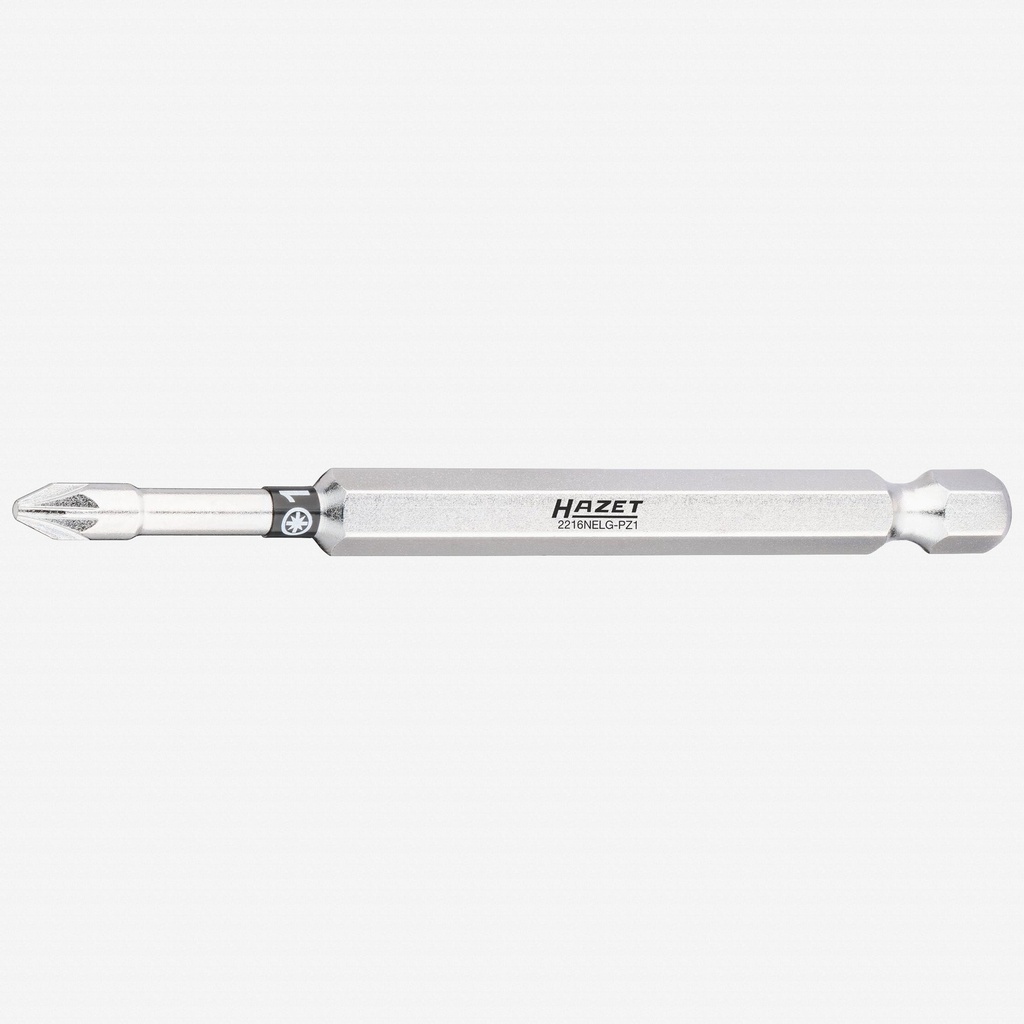 Screwdriver bit, Pozidriv PZ1, 1/4″ (6.3 mm) hex (2216NELG-PZ1, HAZET)
