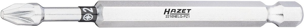 Atsuktuvo antgalis, kryžminis Pozidriv PZ2, 1/4″ (6,3 mm) šešiabriaunis (2216NELG-PZ2, HAZET)