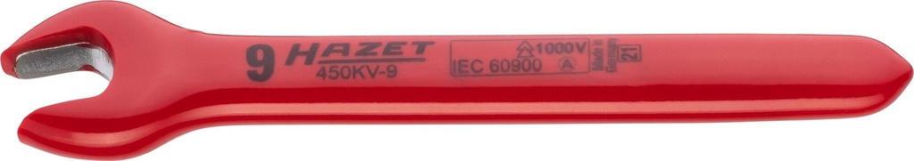 Vienpusēja uzgriežņu atslēga ar aizsargizolāciju 1000 V, 9 mm (450KV-9, HAZET)