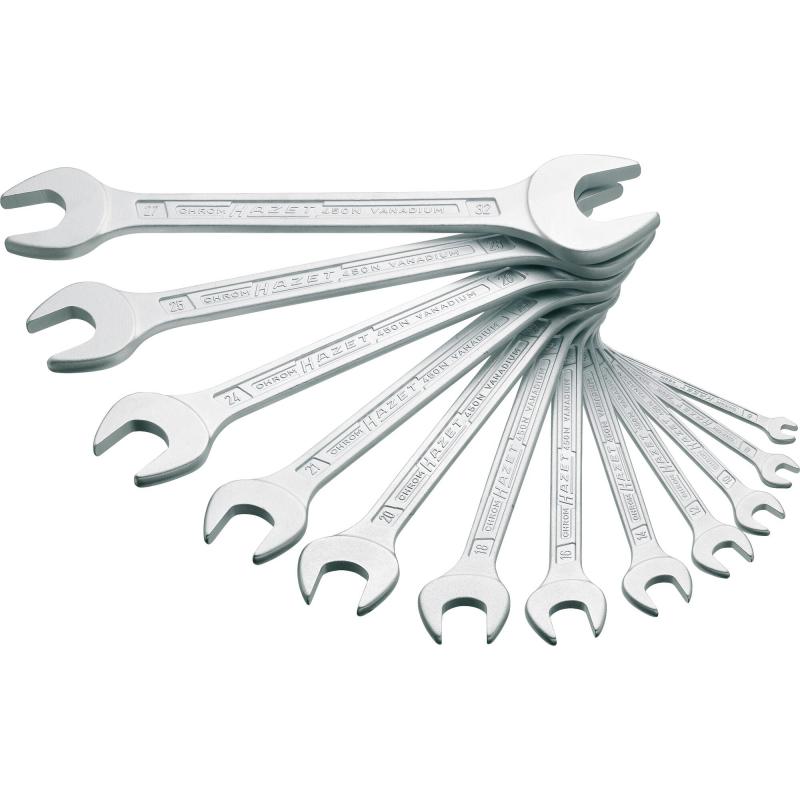 Double open-end wrench set, outside hexagon profile, 12 pcs (6×7 – 27×32 mm) (450N/12, HAZET)