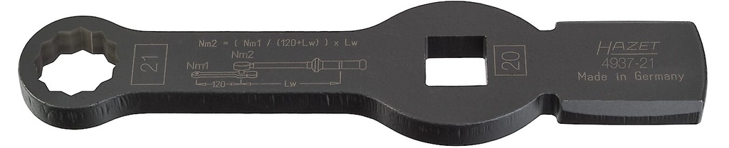 Smūginis (kalamas) žvaigždinis (12 kampų) veržliaraktis 21 mm, 3/4″ pavara, MAN (4937-21, HAZET)