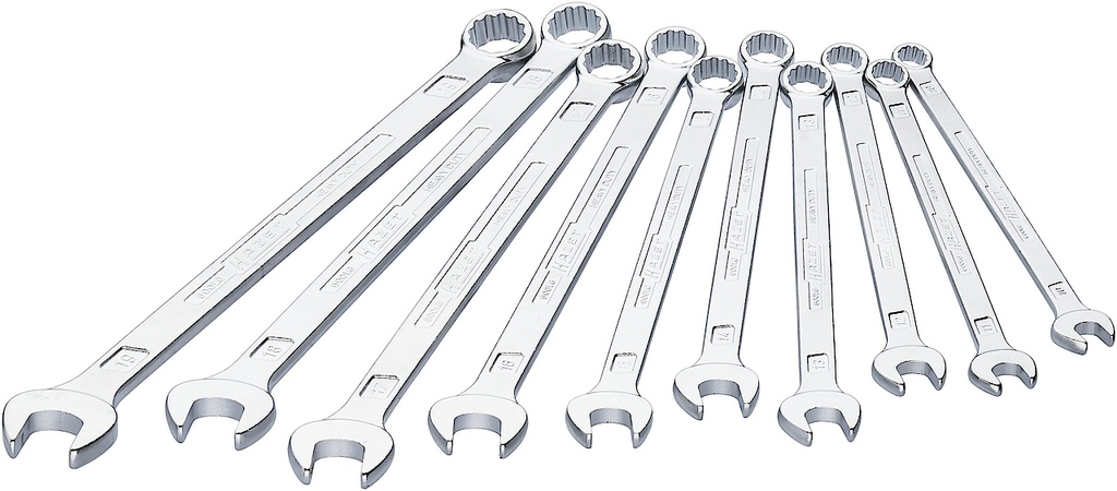 Combination wrench set, extra long, 10 pcs (10–19 mm) (600LG/10, HAZET)