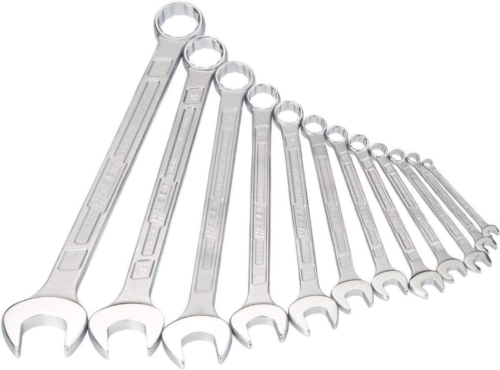 Kombinēto uzgriežņu atslēgu komplekts, 12 gab. (1/4"–1.5/16") (600NA/12-1, HAZET)