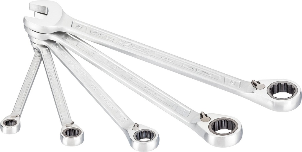 Ratcheting combination wrench set, 5 pcs (606/5, HAZET)