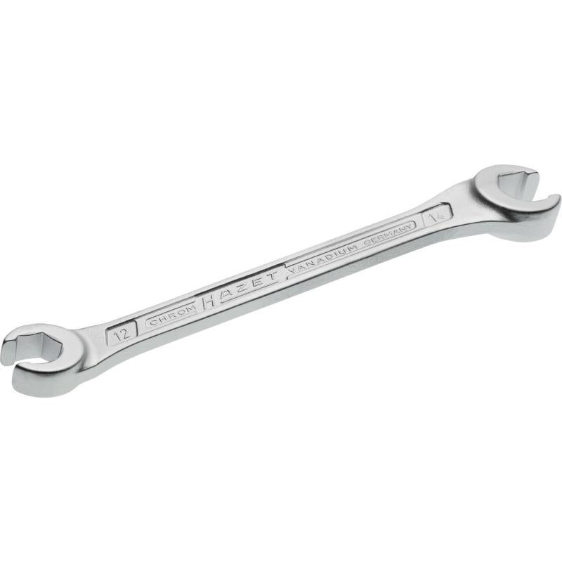Atviras dvipusis žiedinis raktas, 6 briaunų (šešiabriaunis) profilis, 12 × 14 mm (612-12X14, HAZET)