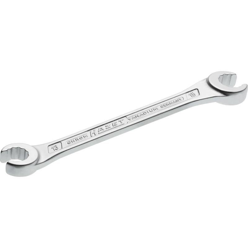 Atviras dvipusis žiedinis raktas, 12 briaunų profilis, 13 × 15 mm (612-13X15, HAZET)