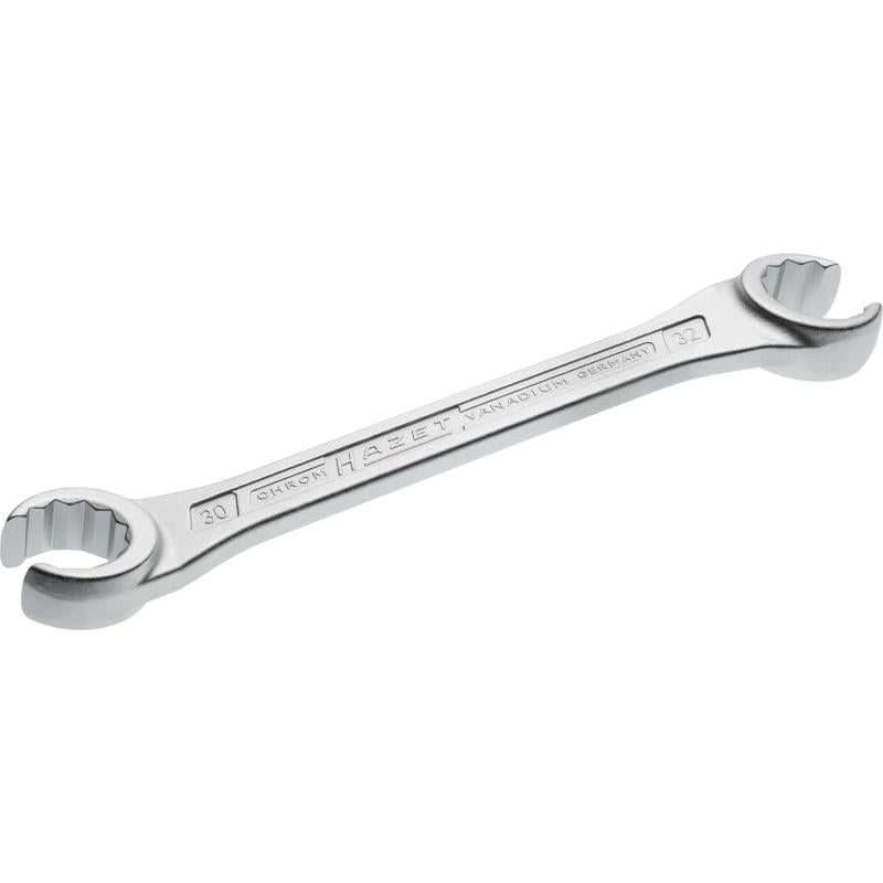 Atviras dvipusis žiedinis raktas, 12 briaunų profilis, 30 × 32 mm (612-30X32, HAZET)