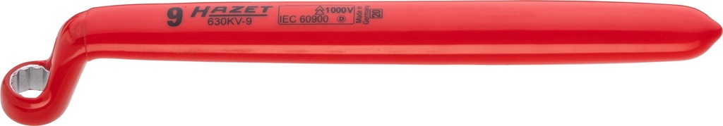 Vienpusēja gredzenatslēga ar aizsargizolāciju, 9 mm (630KV-9, HAZET)