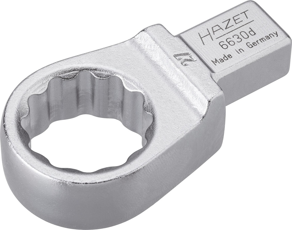 Iespraužamā gredzenatslēga, 12 stūru - 14 x 18 mm iespraužamais kvadrāts, viengabala (6630D-27, HAZET)