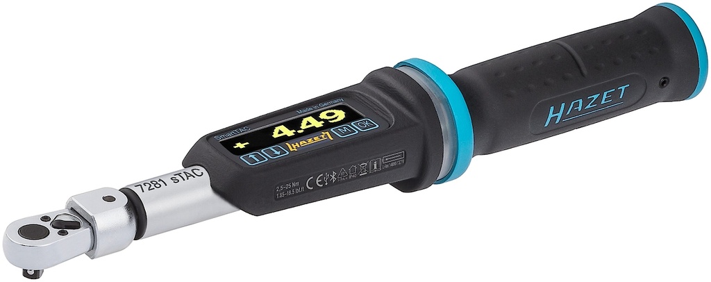 Elektroninis dinamometrinis (momento) raktas su kampo matuokliu, 2,5–25 Nm (7281-5STAC, HAZET)