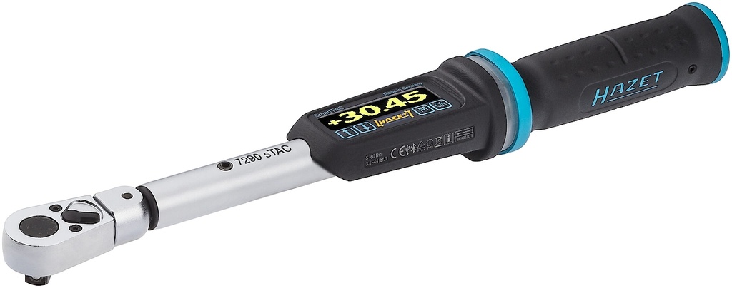 Elektroninis dinamometrinis (momento) raktas su kampo matuokliu, 5–60 Nm (7290-5STAC, HAZET)