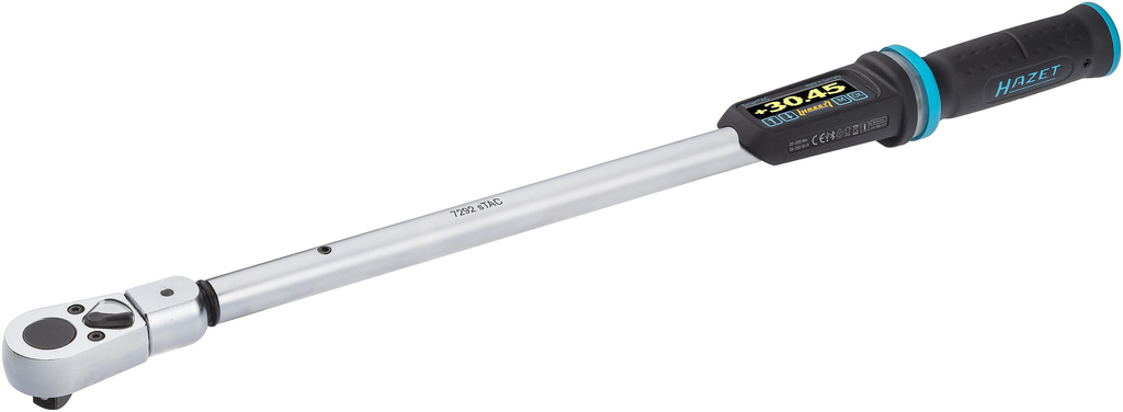 Electronic torque wrench with built-in angle gauge, 20–200 Nm with calibration certificate (7292-2STACCAL, HAZET)