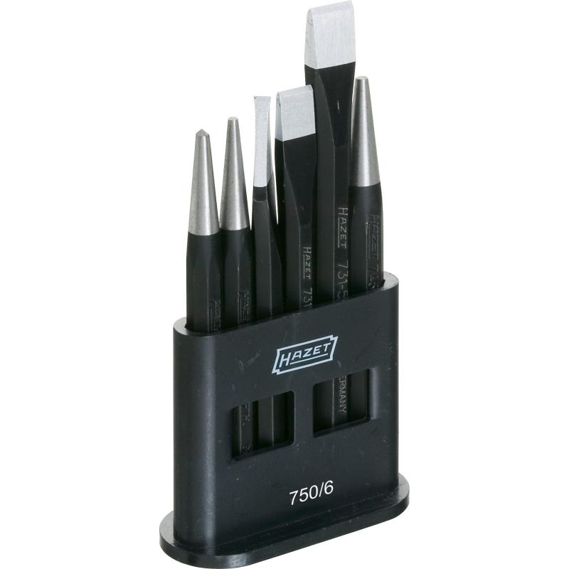 Chisel, drift punch and centre punch set, 6 pcs (750/6, HAZET)