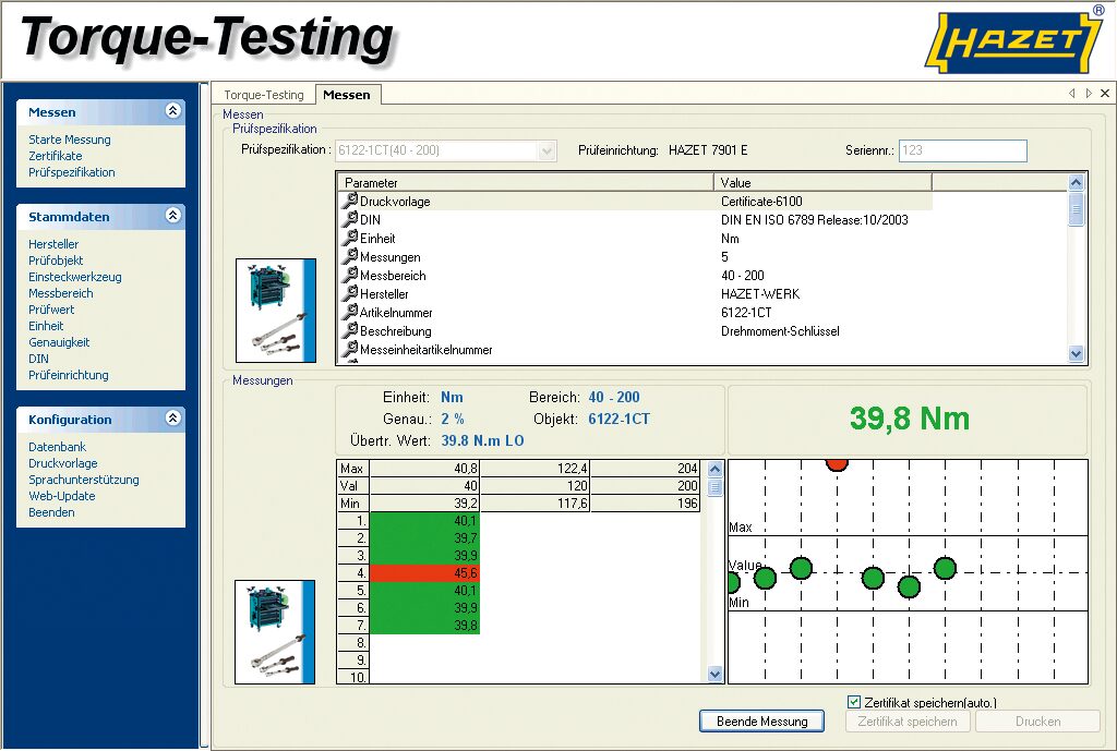 Torque testing software (7901E-D, HAZET)