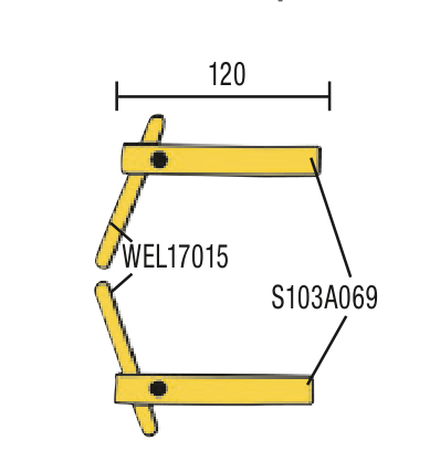 Straight arms L=120 mm with bent electrodes WEL17000, 2 pcs (WEL17003, BLACKHAWK)
