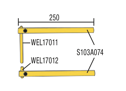 Straight arms L=250 mm with electrodes WEL17000, 2 pcs (WEL17007, BLACKHAWK)