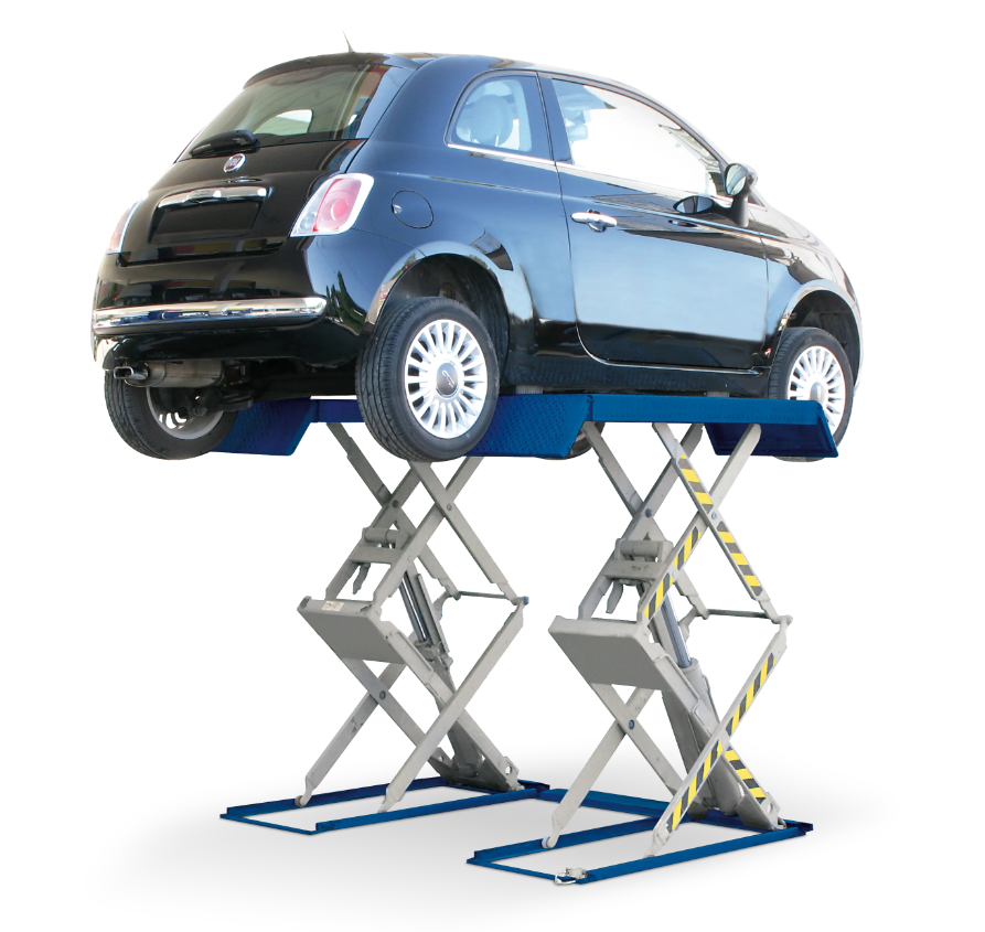 Double electro-hydraulic scissor lift above-ground (low, adjustable length), 3 t, RAV535L (RAV535LX.195531, RAVAGLIOLI)