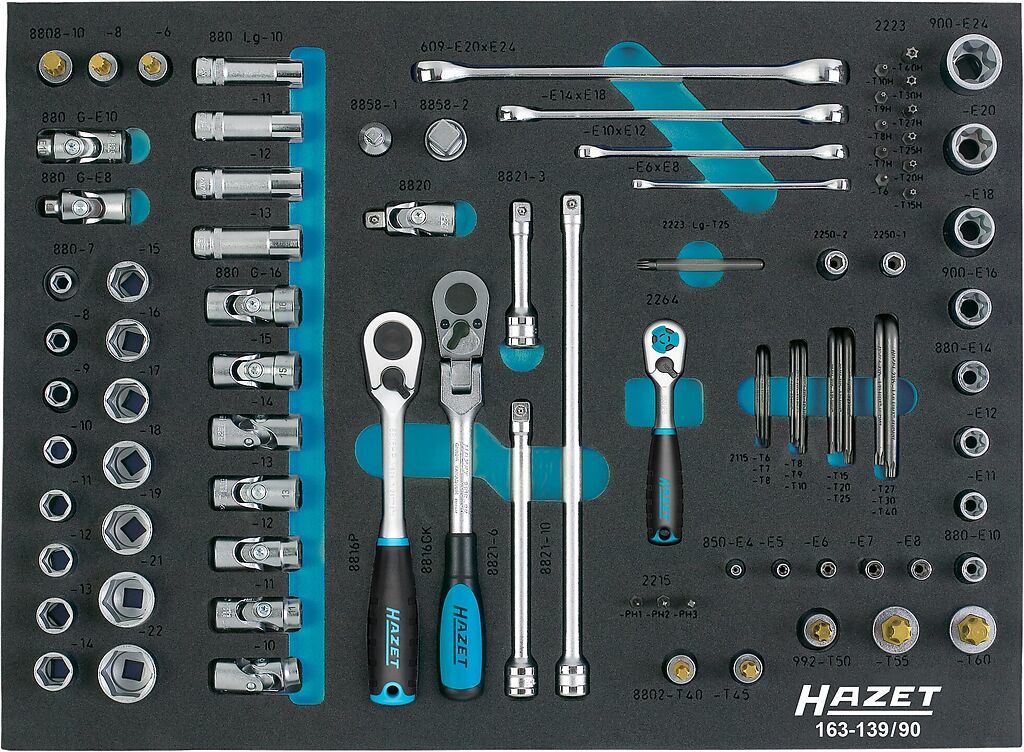 Tool trolley module – TORX and hex sockets 90-pcs (163-139/90, HAZET)