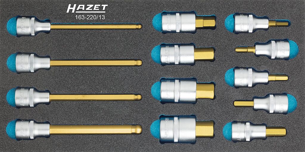 Tool trolley module – screwdriver socket set, 13 pcs (163-220/13, HAZET)