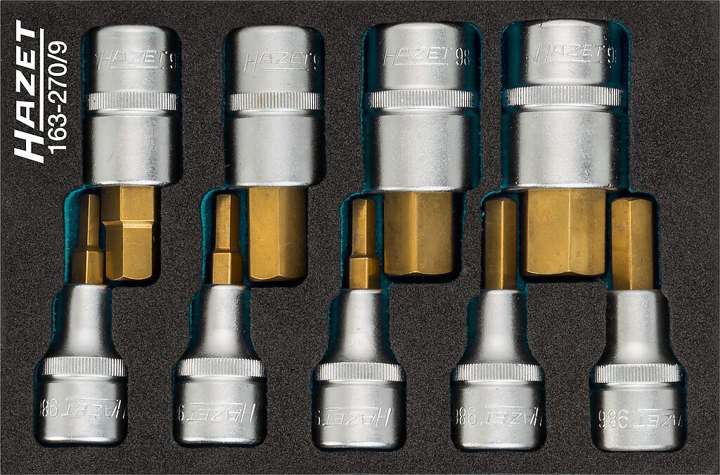 Tool trolley module – screwdriver socket set, 9 pcs (163-270/9, HAZET)