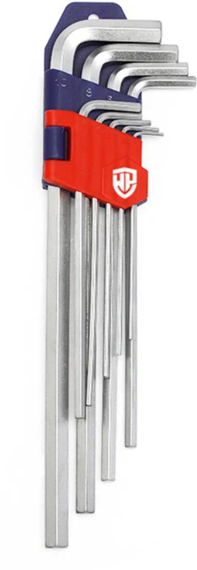 Ilgų šešiabriaunių (HEX) raktų rinkinys 10 vnt. 1,5, 2, 2,5, 3, 4, 5, 6, 7, 8, 10 mm (HK10S, THORVIK)