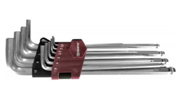 Šešiakampių ilgų raktų komplektas 10vnt (1.5-10mm), HKLB10S, Thorvik