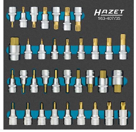 Tool trolley module – screwdriver socket set, 35 pcs (163-407/35, HAZET)