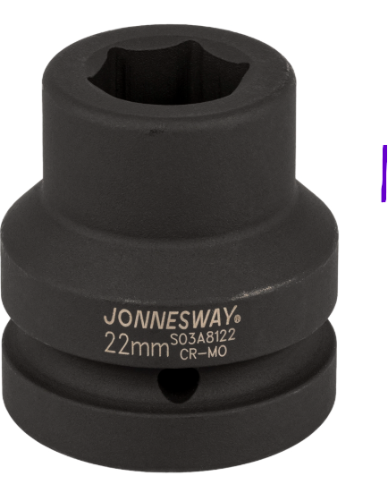 1"DR. 6PT IMPACT SOCKET SIZE: 22MM (S03A8122, JONNESWAY)