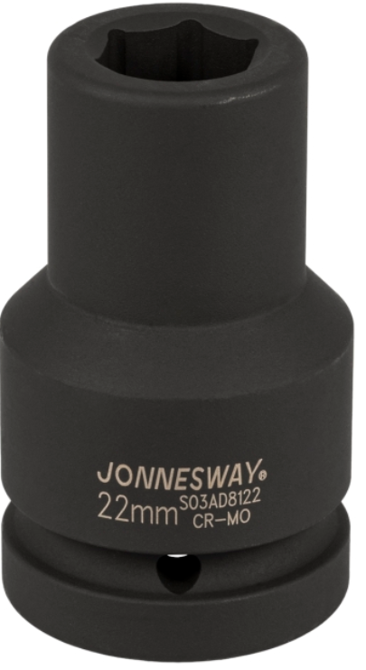 Ilga smūginė galvutė 1" 6-briaunė, briauninė, dydis: 22 mm, CR-MO (S03AD8122, JONNESWAY)