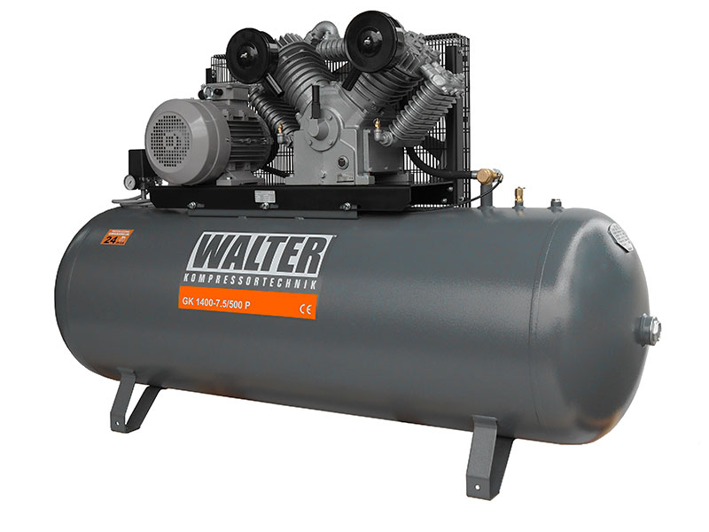 Stūmoklinis oro kompresorius 1400 l/min, 7,5 kW, 500 L (GK 1400-7,5/500 P, WALTER)