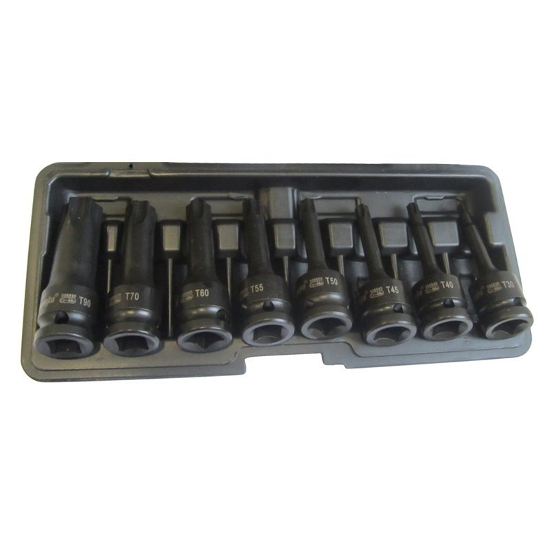 ⬡ 1/2" Prailgintų galvučių smūginių su antgaliais rinkinys (TORX) 8 vnt. (CL507108)