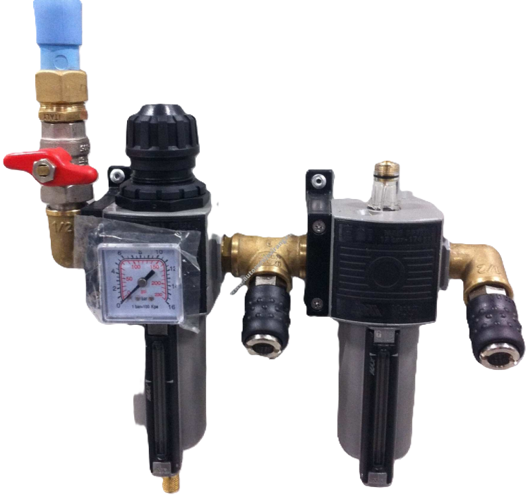 Suspausto oro reguliatorius/ maišytuvas 1/2 su greitomis jungtimis 2+1 Ani 