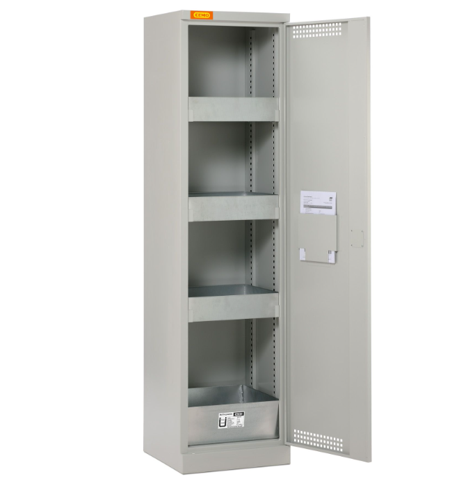 Enclosed hazardous materials storage cabinet, 500 x 500 x 1950 mm (11001, CEMO)