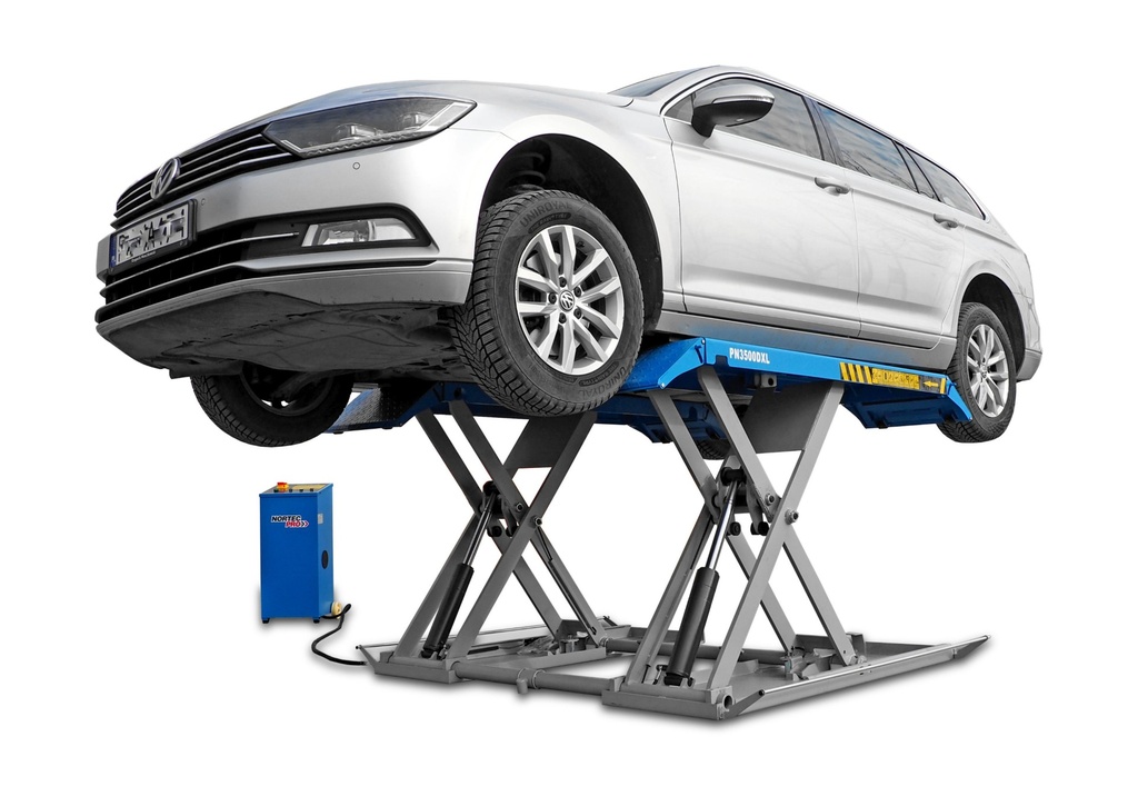 Mobilus žemo profilio žirklinis keltuvas 3,5 t, 230 V, 1200 mm, NORTEC PRO (PN3500DXL, COFRAMA)