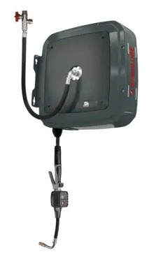Open type fluid dispensing hose reel with meter (317-03, EUROLUBE)