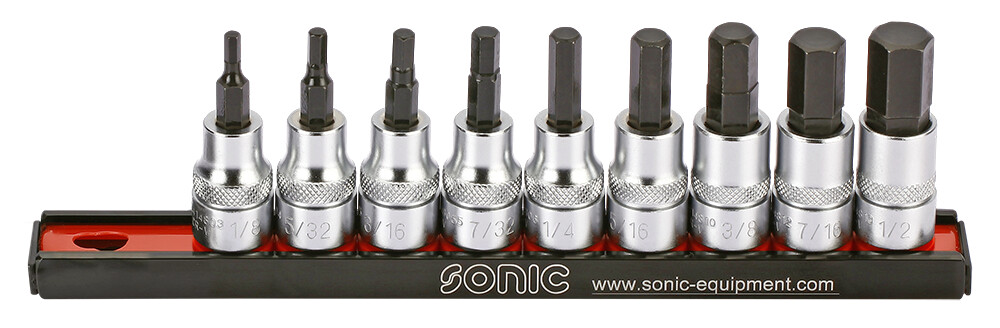 Sešstūra uzgaļu galviņu komplekts 3/8 collas (SAE), 9 gab. (200902, SONIC)
