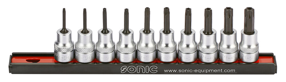 Tamper-proof TORX bit socket set 3/8 inch, 10 pcs (201006, SONIC)