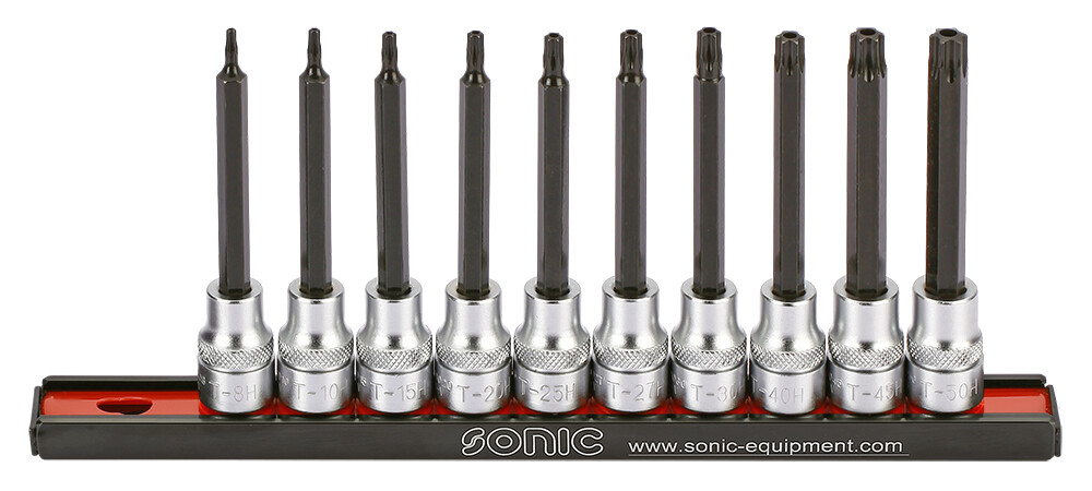 Apsauginių TORX antgalių su galvutėmis rinkinys 3/8 col., 10 vnt. (201013, SONIC)
