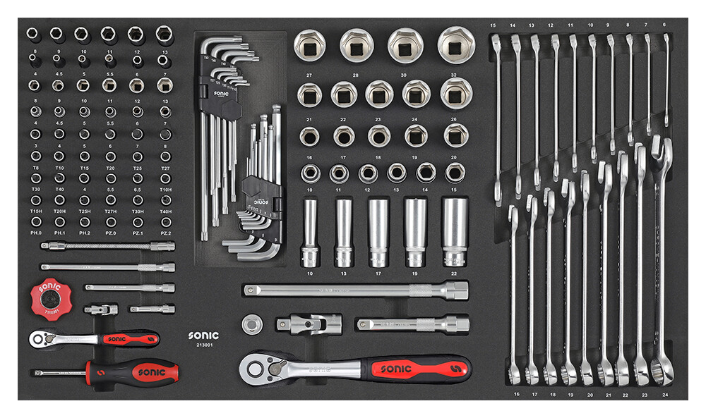 1/4 socket and ratchet set (130pcs) (213001, SONIC)