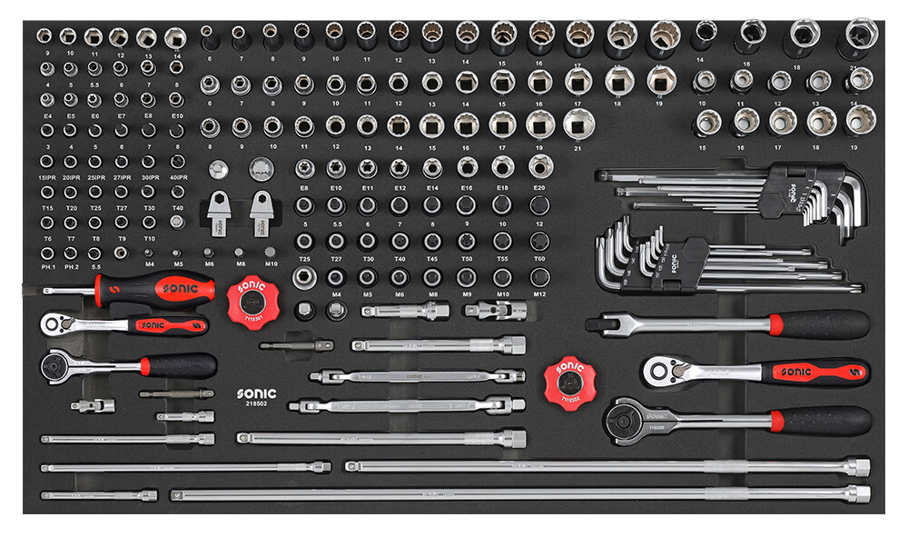 Įrankių komplektas į vežimėlius (185vnt) SONIC EQUIPMENT 