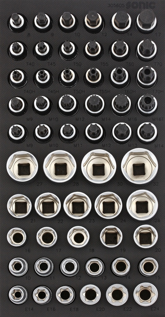 Tool set for tool trolleys, 1/2 in. bit sockets (56 pcs) (305605, SONIC)
