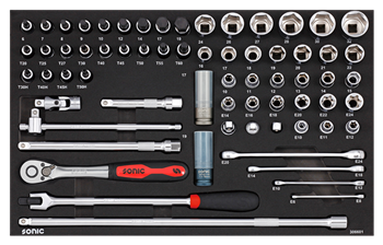 Įrankių komplektas į vežimėlį, 66 vnt., 306601, SONIC 306601