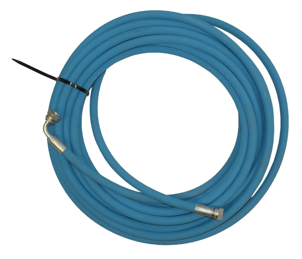 Karstā ūdens šļūtene 15 m x 3/8 collas, G3/8 collas (iekš.) – 90° G3/8 collas (iekš.), nerūsējošais tērauds (3070055, EUROLUBE)