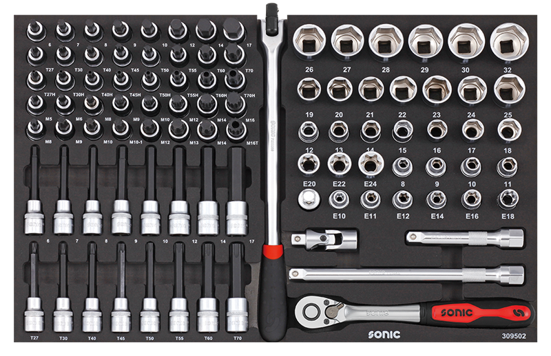 Įrankių komplektas į vežimėlius, 1/2, 95 vnt., Sonic Equipment, 309502