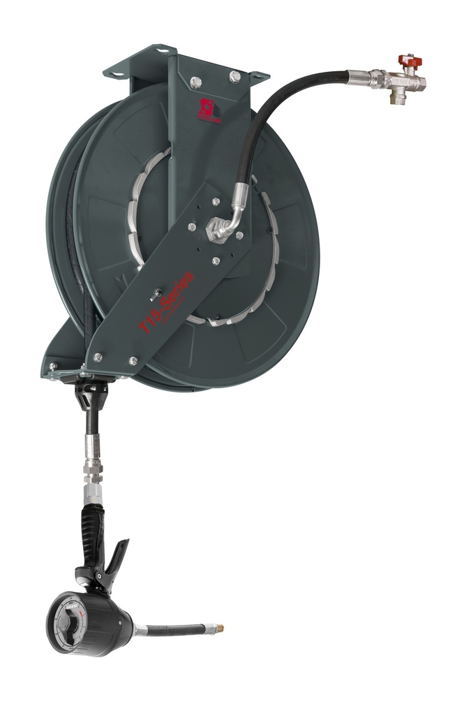 T15 Hose Reel kit Oil - 15mx1/2" with pre-set mechanical meter (317-08, EUROLUBE)