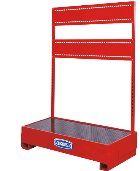 Basic oil distribution station for two 208 l drums with drip tray and mounting frame, FLEXBIMEC (8533)