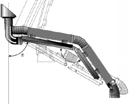 Reguliuojama dujų ištraukimo šarnyrinė svirtis, 6000 mm, Ø200 mm (DYNAMIC-670, CORAL)