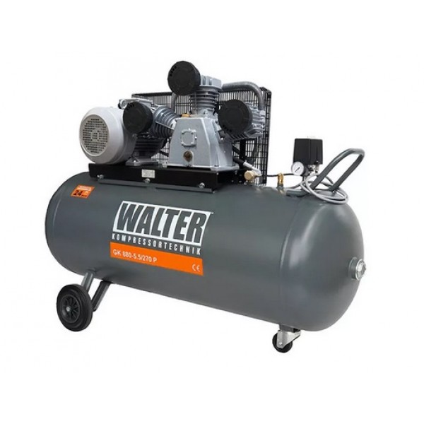 Virzuļu gaisa kompresors 740 l/min, 5,5 kW, 270 L (WK 900, WALTER)