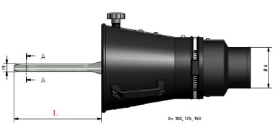 Guminis dujų ištraukimo antgalis, žarnai Ø75 mm / anga Ø200 mm (BN-PI-075-200-LC, CORAL)