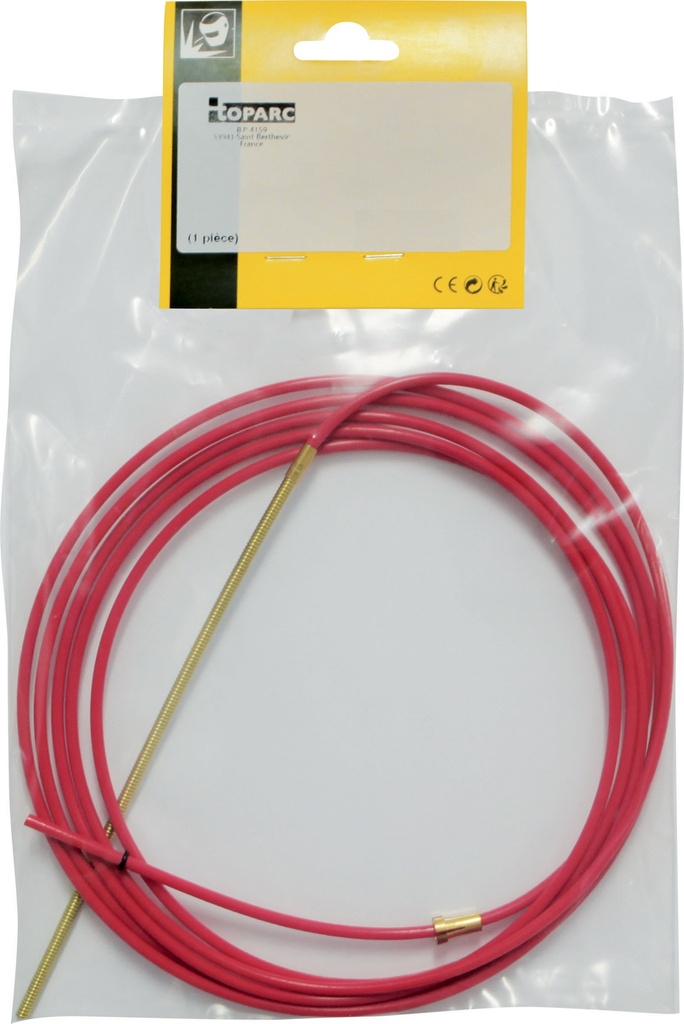 TORCH LINER TEFLON 8m RED + CLAMPING PIECE - ALUMINIUM � 1.0/1.2 (038677, GYS)